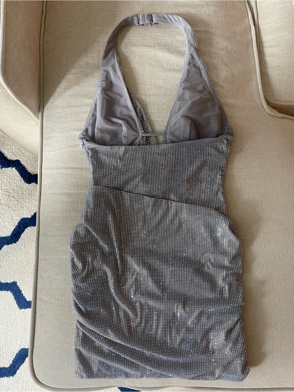 Oh Polly Velar Dress — Silver Cowl-Neck Mini Dress | US 4 | Worn Once - Picture 4 of 8